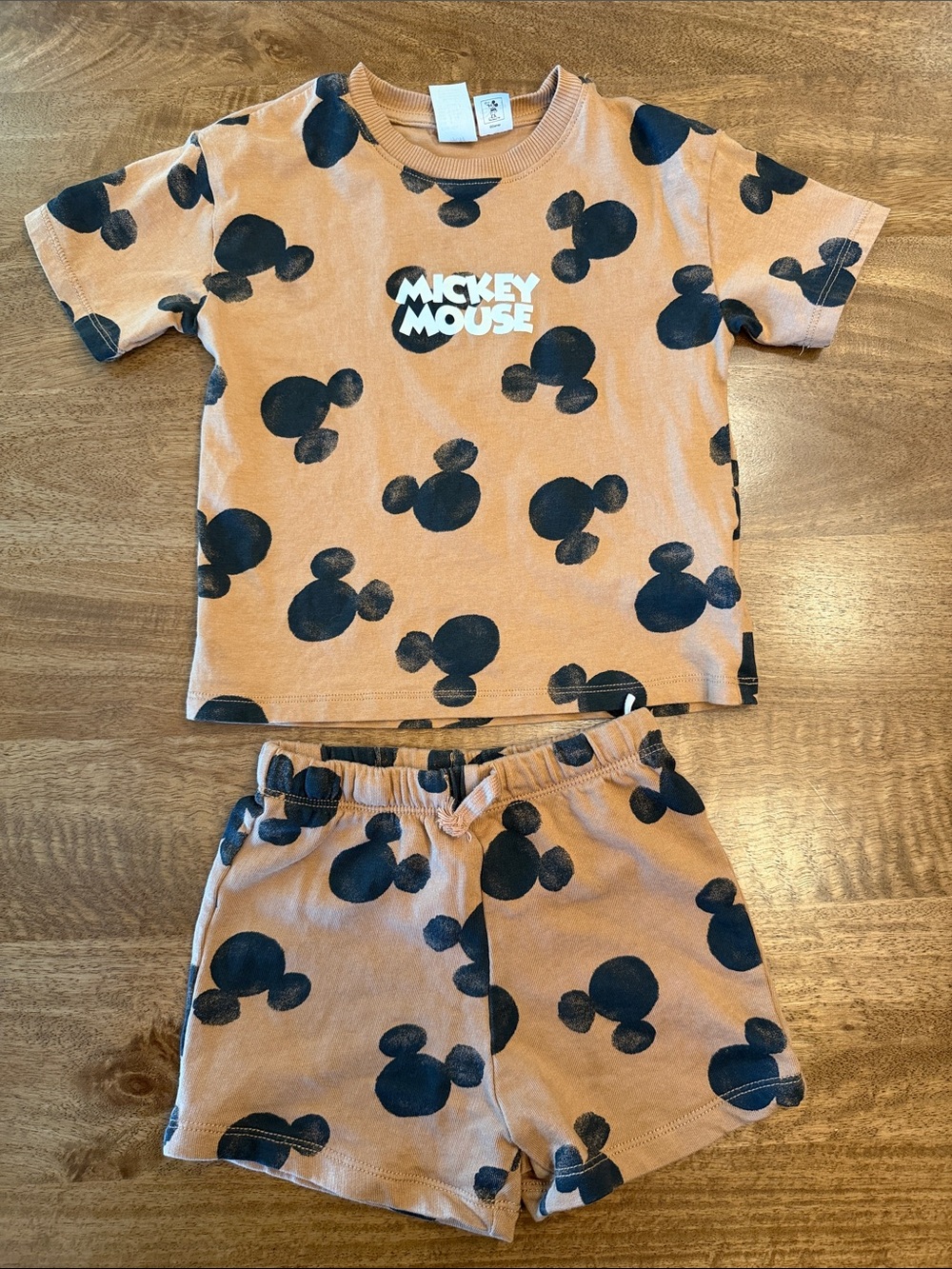 H&M Mickey Mouse Tan and Black Kids Pajama Set